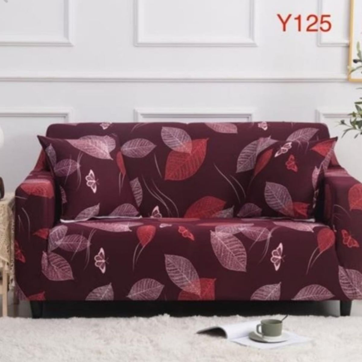 GENERICO - Funda de Sillon 3 Cuerpos Poliéster Elástico. Color Burdeos Y125
