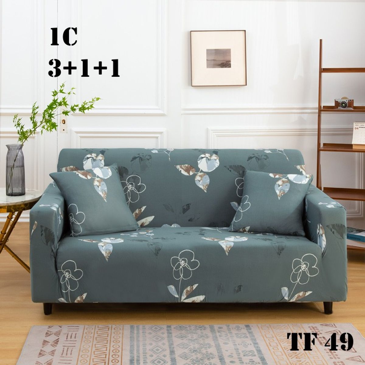 GENERICO - Set de Fundas de Sillones 3+1+1 Cpo Poliéster Elástico Gris TF49