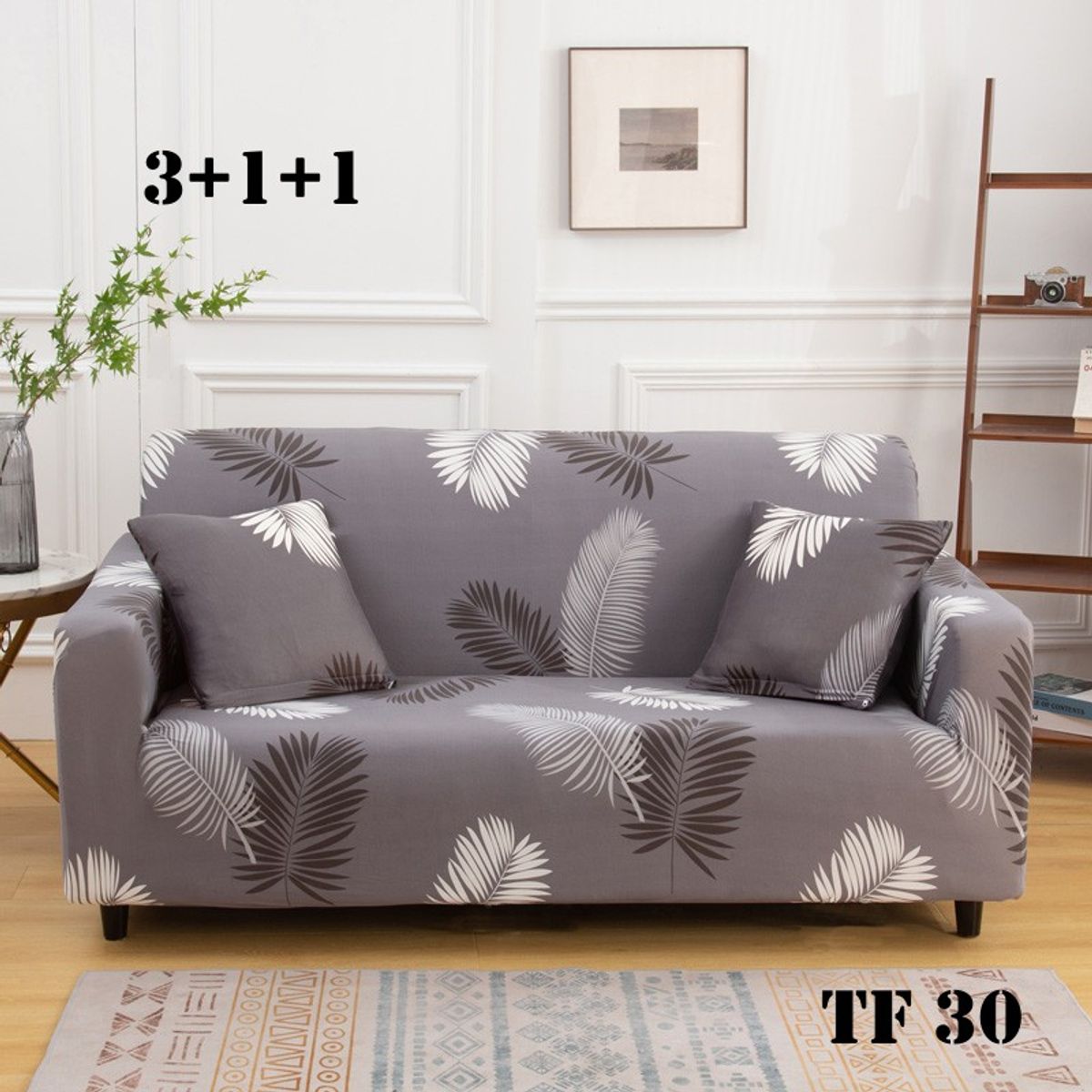 GENERICO - Set de Fundas de Sillones 3+1+1 Cpo Poliéster Elástico Gris TF30