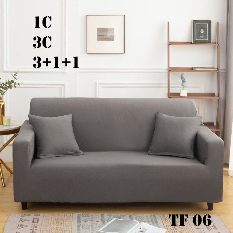 GENERICO - Set de Fundas de Sillones 3+1+1 Cpo Poliéster Elástico Gris TF06