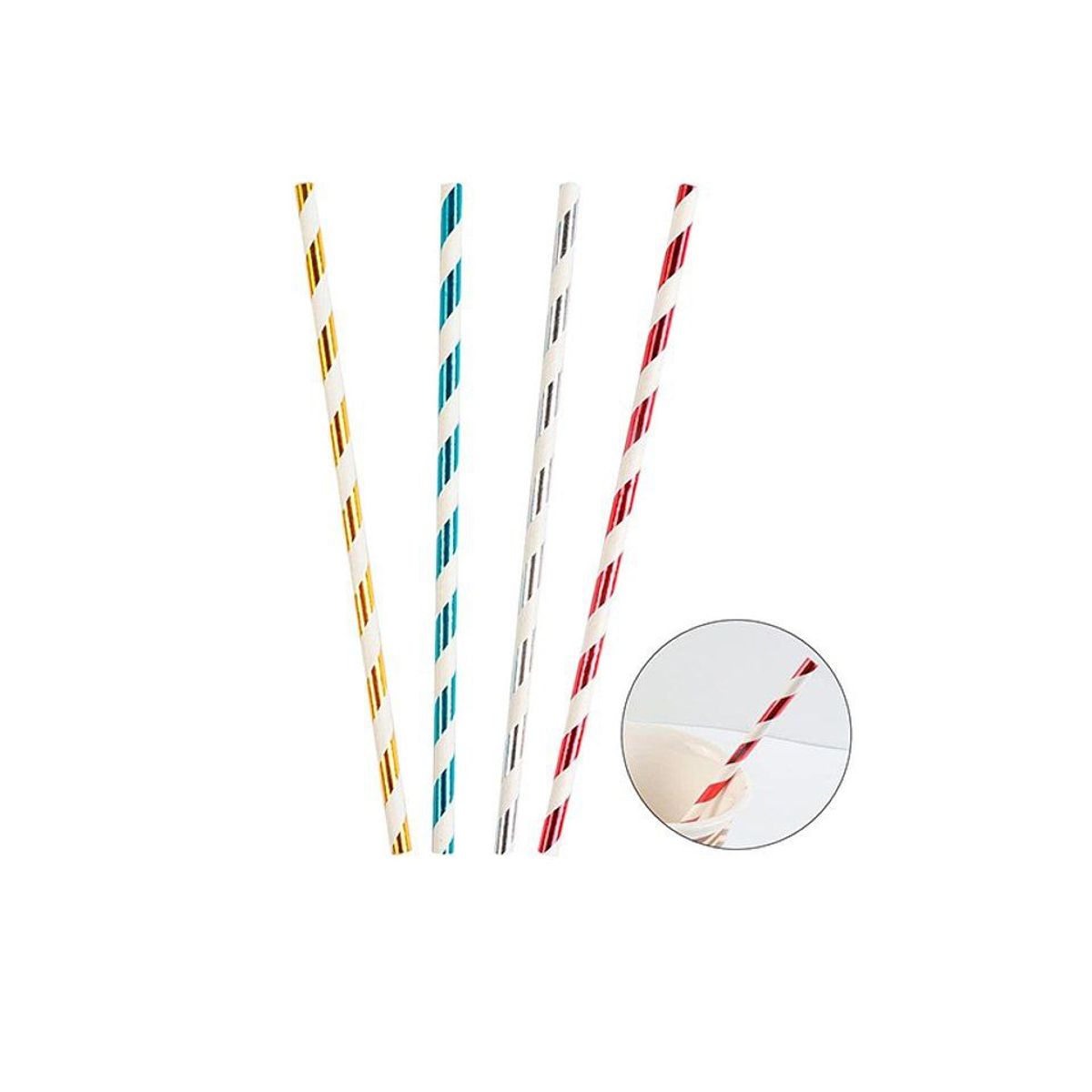 GENERICO - Bombillas De Rayas Color Aleatorio 6x197mm 25pcs