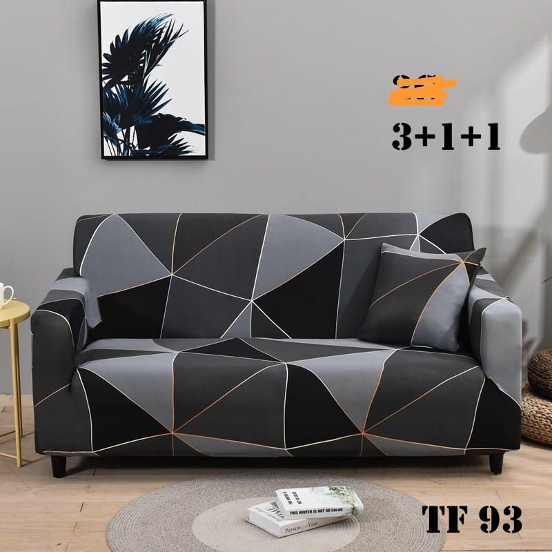 GENERICO - Set de Fundas de Sillones 3+1+1 Cpo Poliéster Elástico Gris TF93