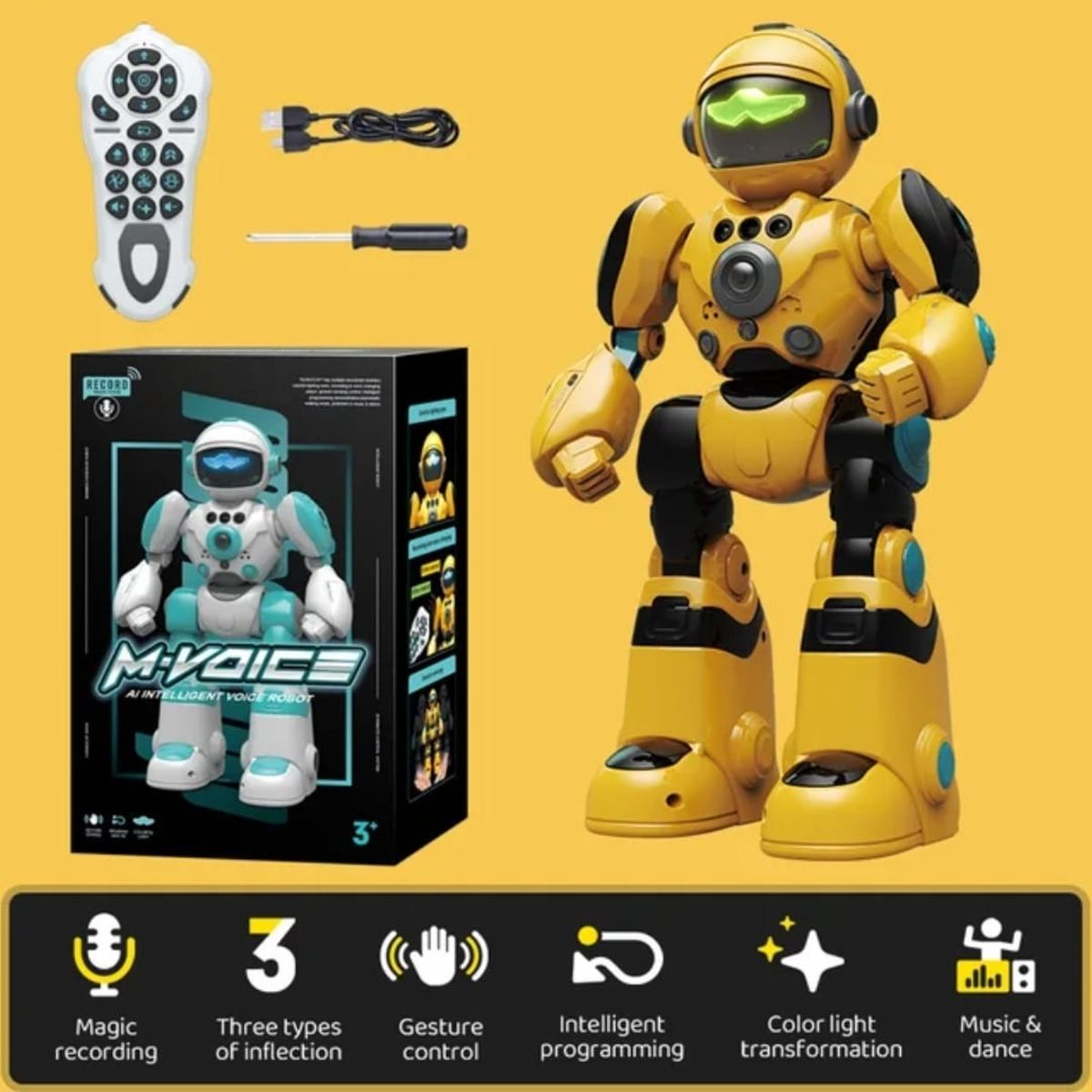 GENERICO - Robot control remoto, Sensor Gestos M-voice 2,4 G Amarillo
