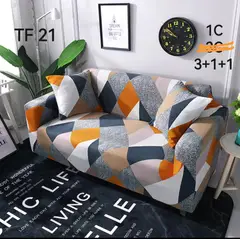 GENERICO - Set de Fundas de Sillones 3+1+1 Cpo Poliéster Elástico Naranja TF21