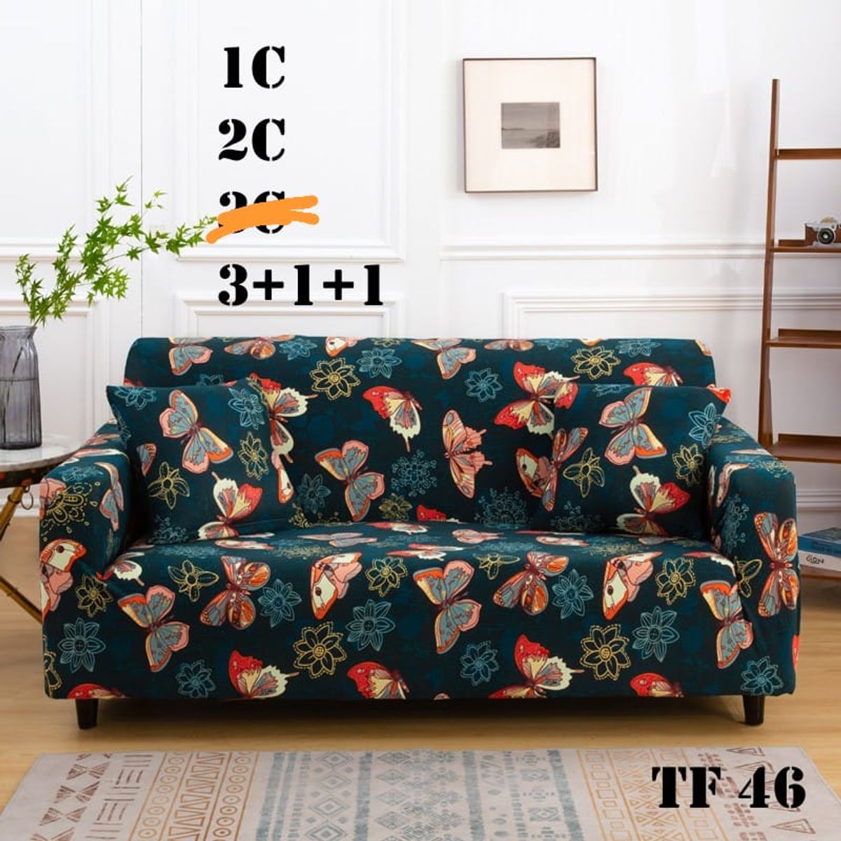 GENERICO - Set de Fundas de Sillones 3+1+1 Cpo Poliéster Elástico Verde TF46