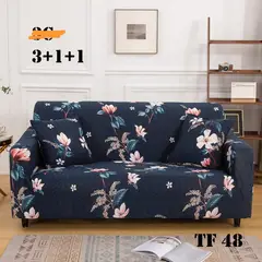 GENERICO - Set de Fundas de Sillones 3+1+1 Cpo Poliéster Elástico Azul TF48