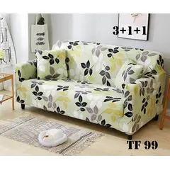GENERICO - Set de Fundas de Sillones 3+1+1 Cpo Poliéster Elástico Verde TF99