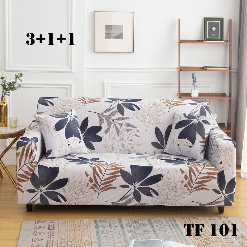 GENERICO - Set de Fundas de Sillones 3+1+1 Cpo Poliéster Elástico Beige TF101