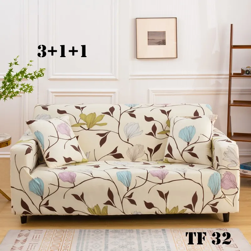 GENERICO - Set de Fundas de Sillones 3+1+1 Cpo Poliéster Elástico Beige TF32