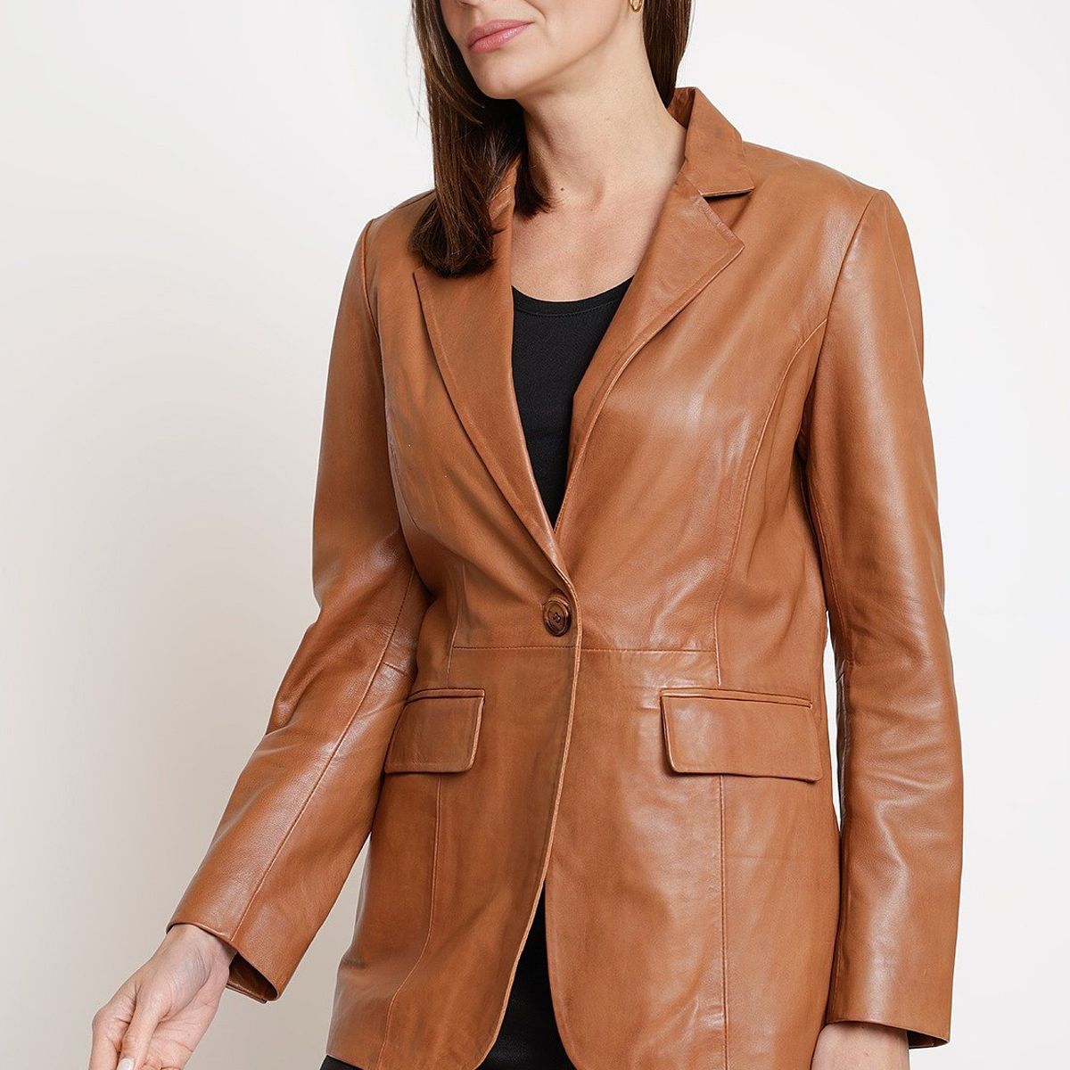 CANADIENNE - Chaqueta De Cuero De Mujer Modelo Zenda Color Camel