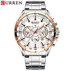 CURREN - Reloj Deportivo De Cuarzo Para Hombre Todo Acero Impermeable