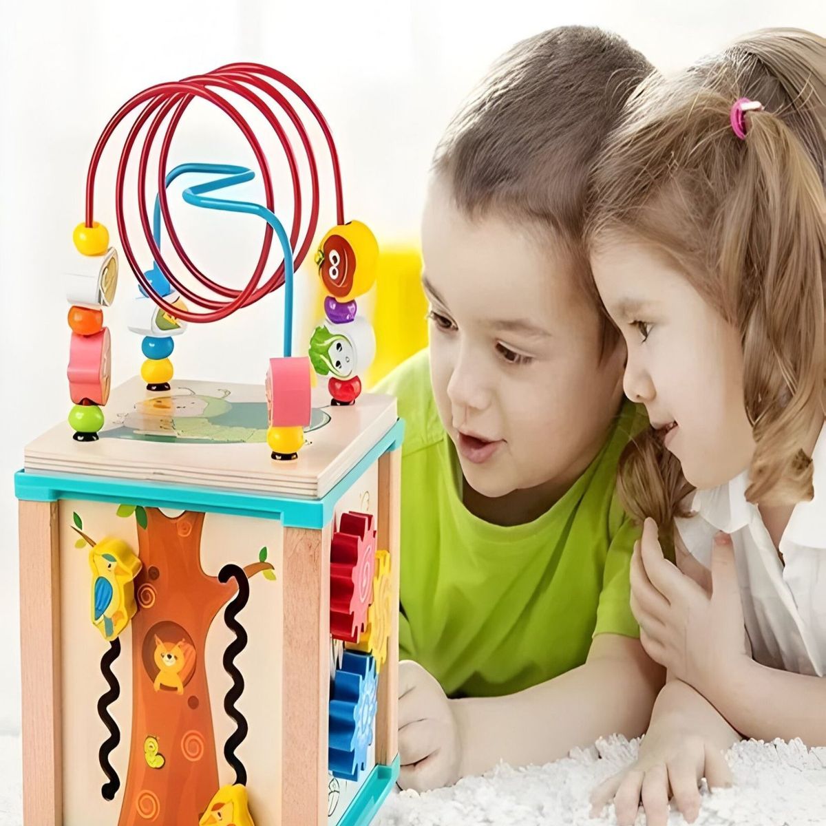 GENERICO - Cubo Madera Montessori Laberinto Didáctico Bebés