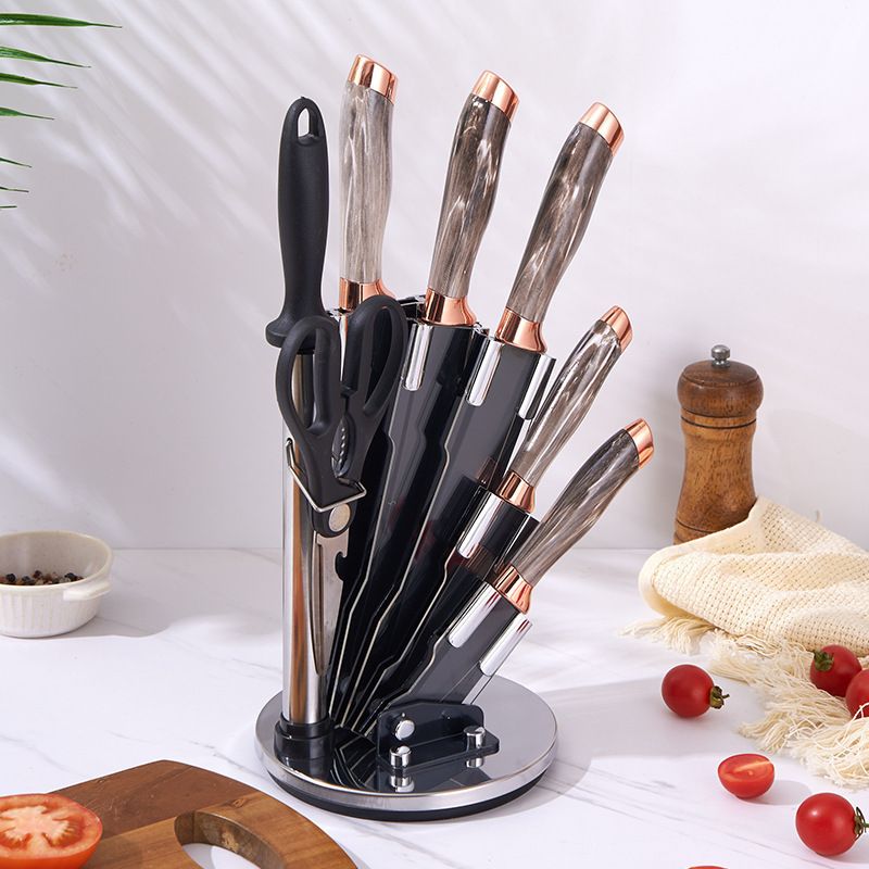 GENERICO - Set De Cuchillos Premium 8 Piezas Con Soporte Giratorio