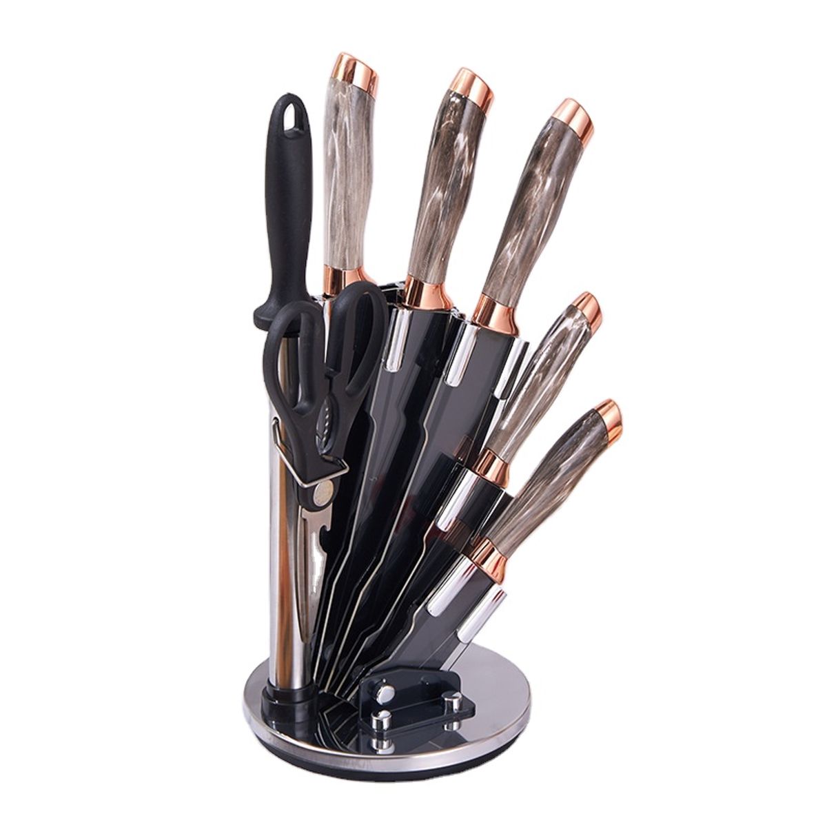 GENERICO - Set De Cuchillos Premium 8 Piezas Con Soporte Giratorio