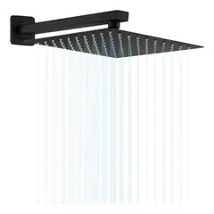 TAUMM - Plato Ducha Cuadrado Negro 25cm + Brazo 40 Cm Negro