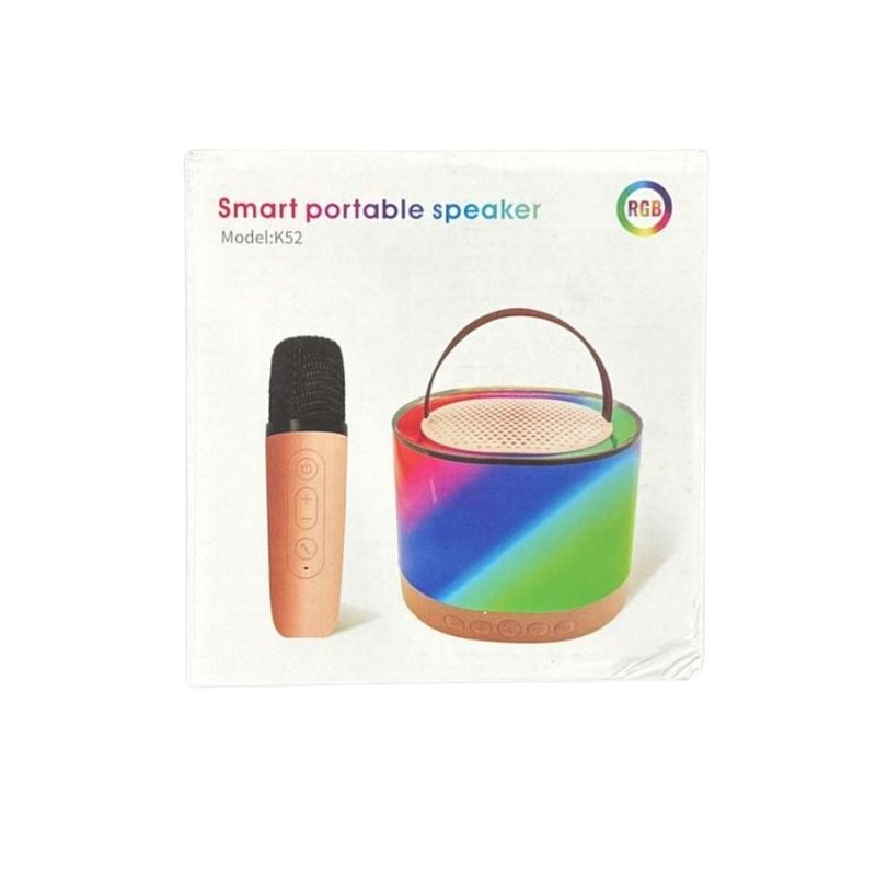 GENERICO - Mini Parlante Con Micrófono Portátil Karaoke Rgb K52