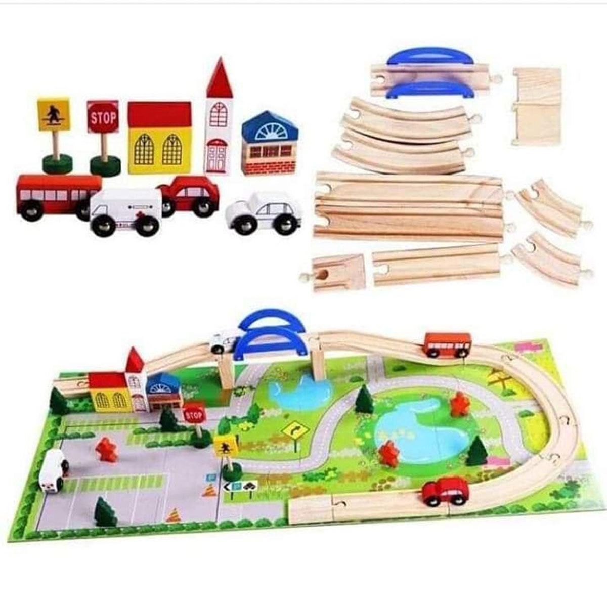 OEM - PISTA DE AUTOS CIUDAD 40 PIEZAS MONTESSORI