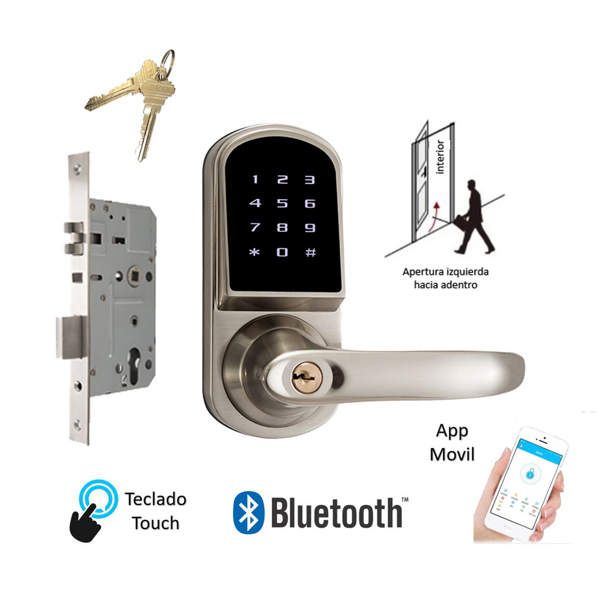 VIPA - Cerradura Digital Bluetooth D200 Cerrojo Doble - Cierre Izquierda