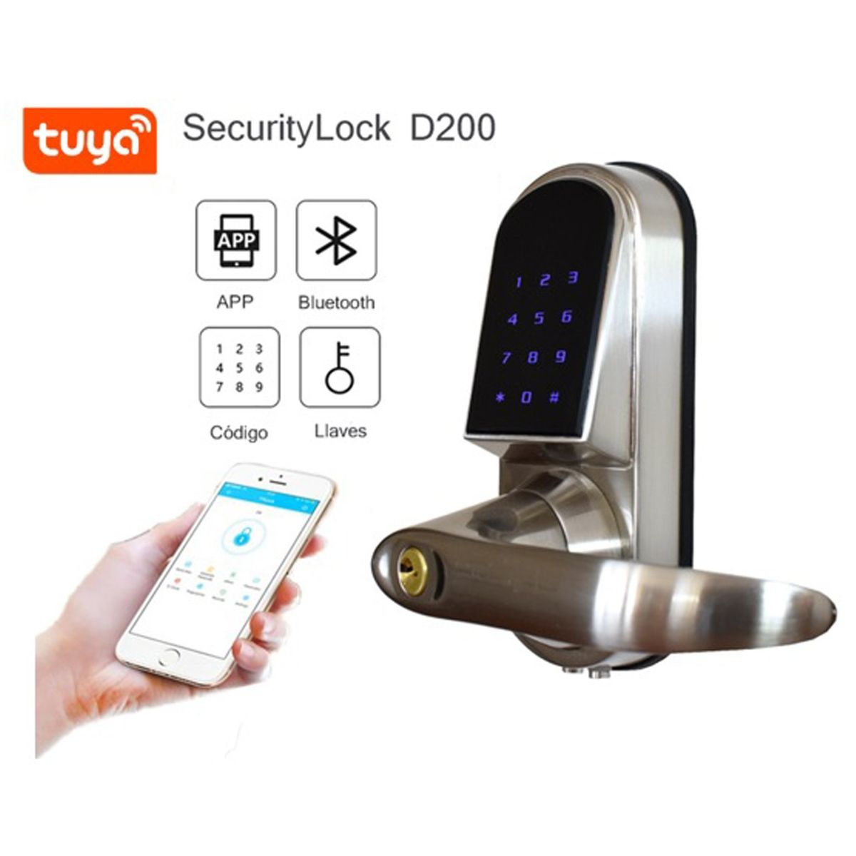 VIPA - Cerradura Digital Bluetooth D200 Cerrojo Doble - Cierre Izquierda