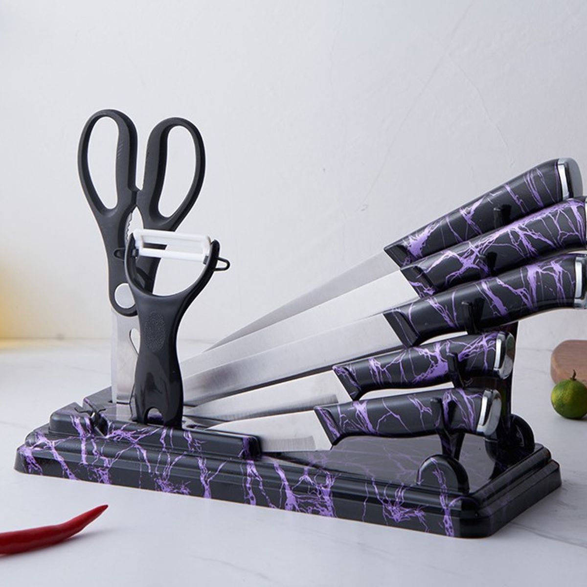 GENERICO - Set De Cuchillos De Cocina 9 Piezas Black Thunder
