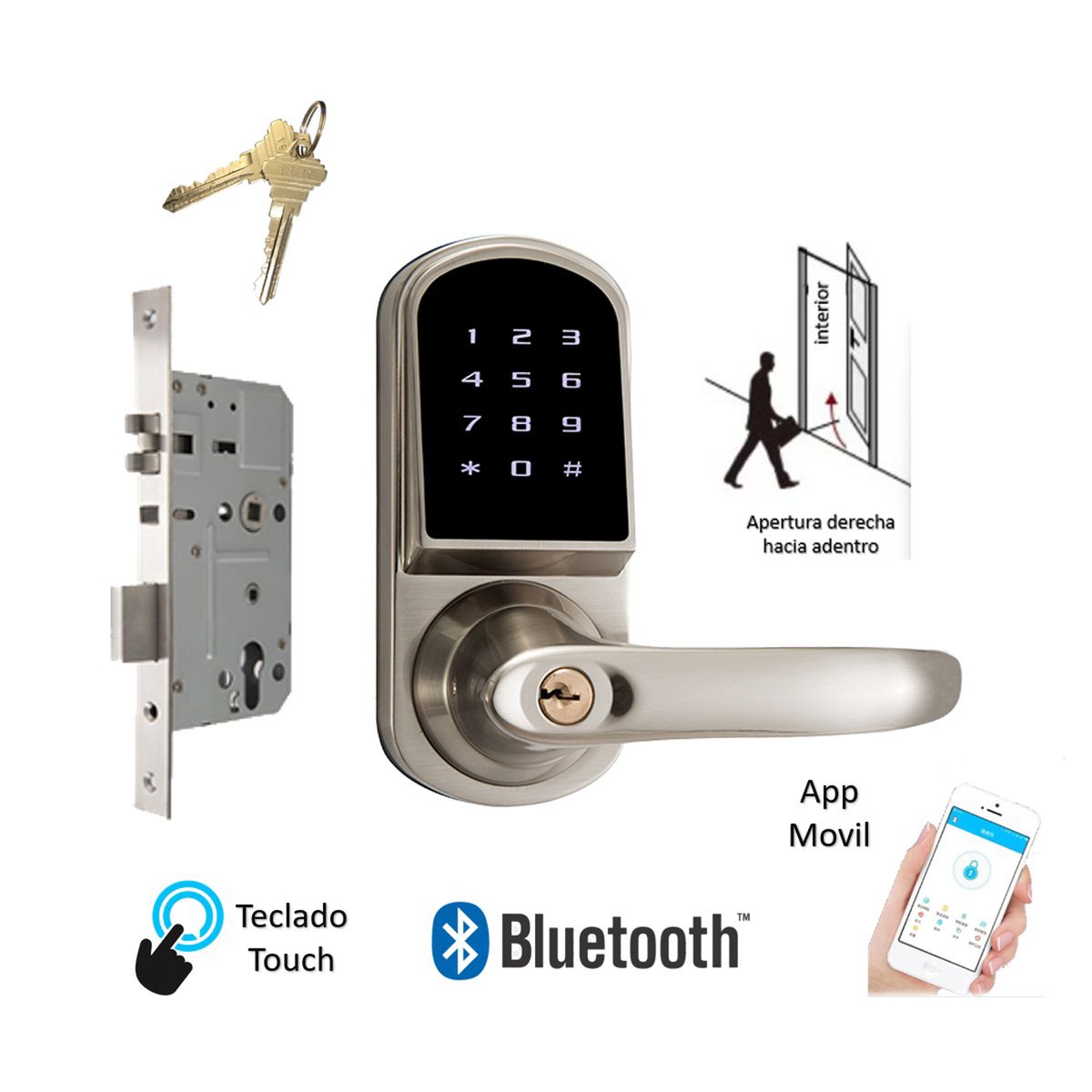 VIPA - Cerradura Digital Bluetooth D200 Cerrojo Doble - Cierre Derecha