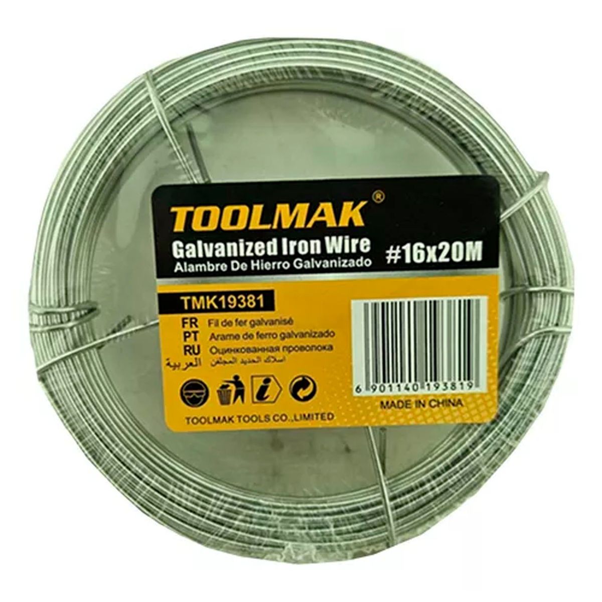 GENERICO - Alambre Galvanizado 16 Rollo 20mts Toolmak