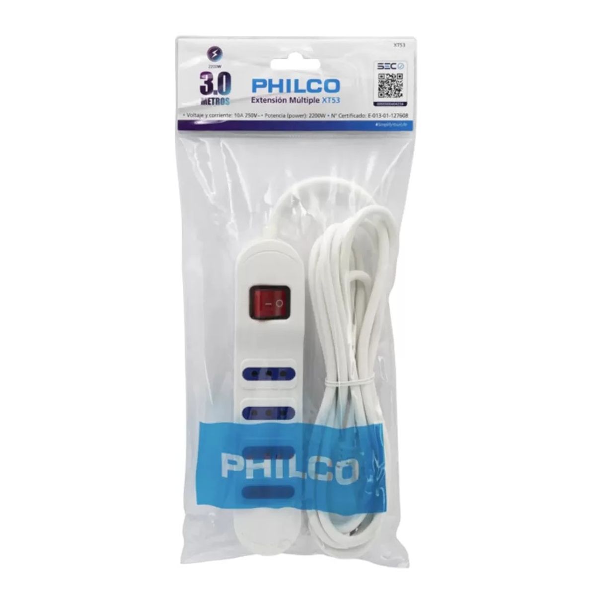 PHILCO - Alargador Eléctrico Philco 1430B 3 Mts 4 Pos Blanco