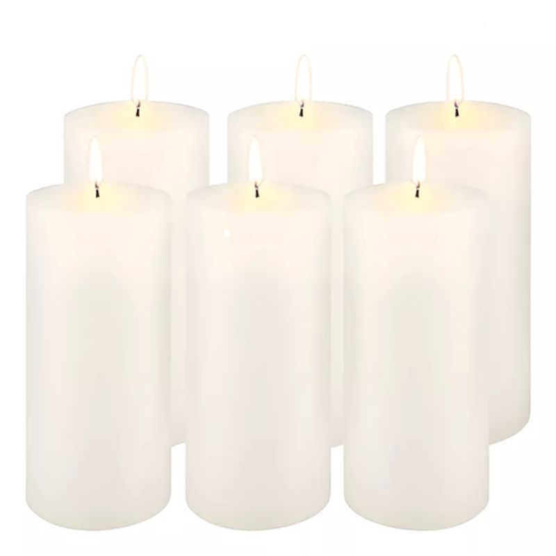 GENERICO - Pack 6 Velas Blancas Lisas Decoracion Hogar 5 X 8 Cm Velones