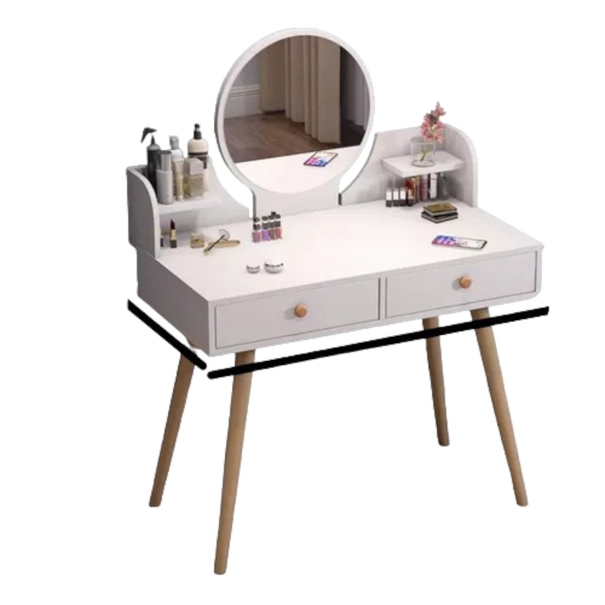 GENERICO - Mesa De Noche Maquillador Escritorio 2 Cajones Espejo