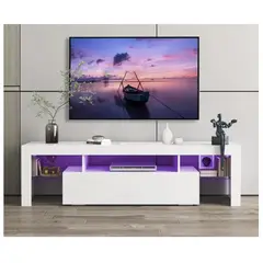 HOMER DESIGN - Rack Tv 120x36x45cm 2 Tiras Con Luz Variable Diseño Eeuu