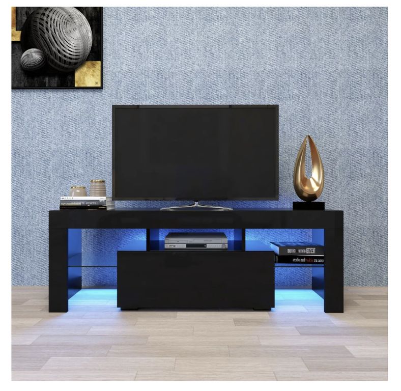 HOMER DESIGN - Rack Tv 120x36x45cm 2 Tiras Con Luz Variable Diseño Eeuu