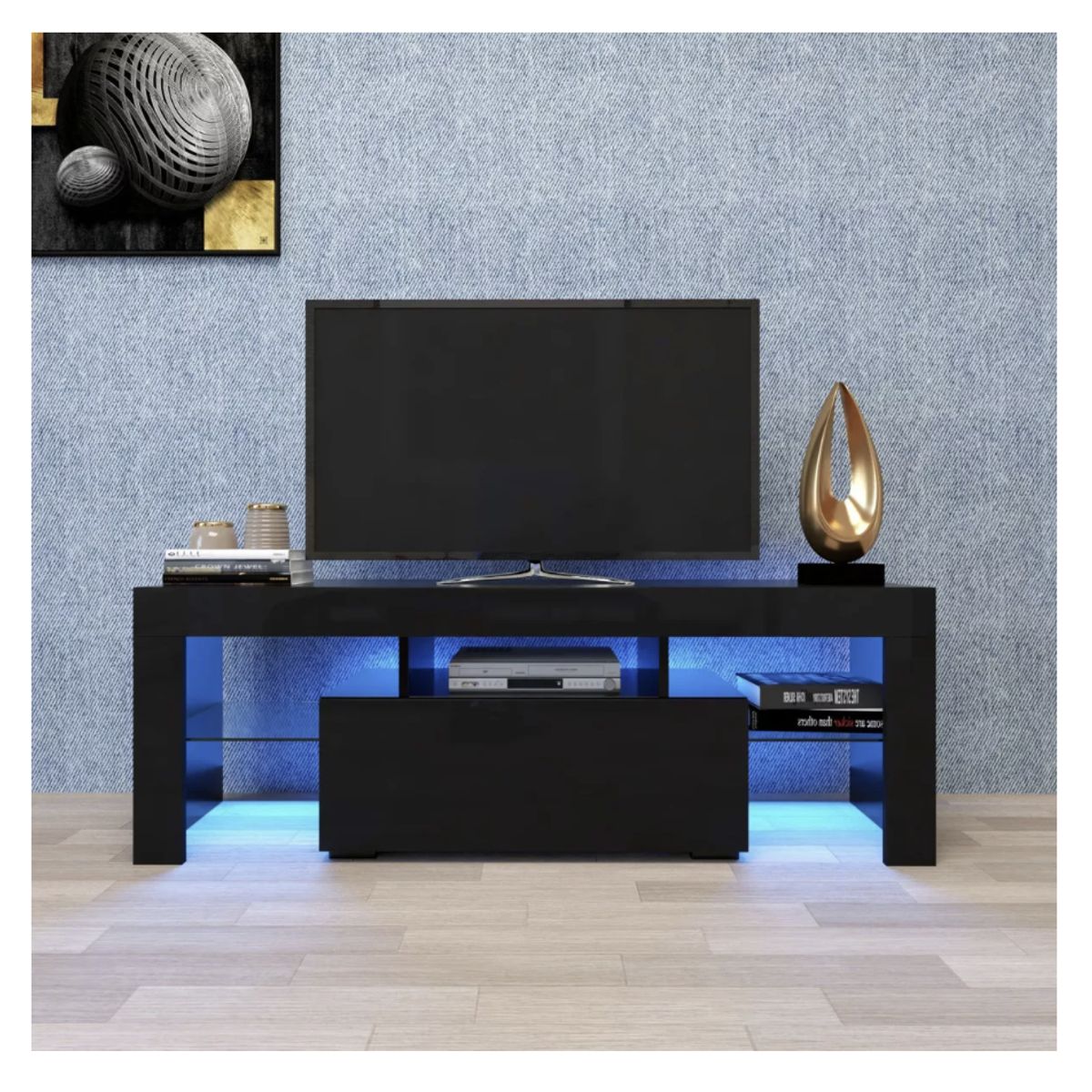 HOMER DESIGN - Rack Tv 120x36x45cm 2 Tiras Con Luz Variable Diseño Eeuu
