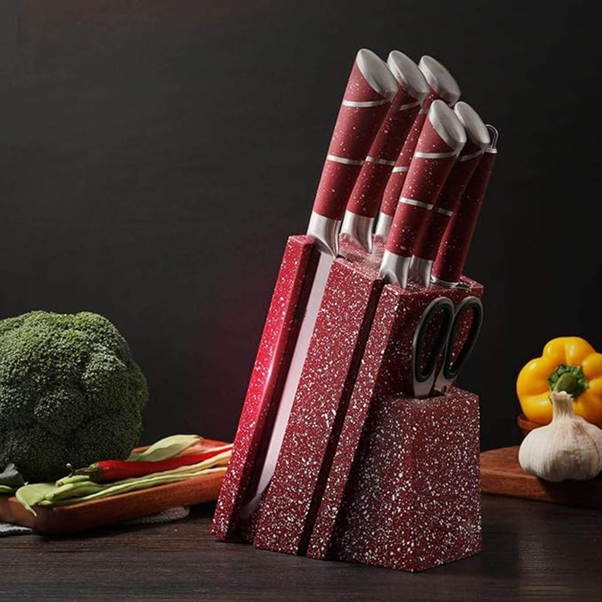 GENERICO - Set De Cuchillos De 8 Piezas Con Base Antideslizante