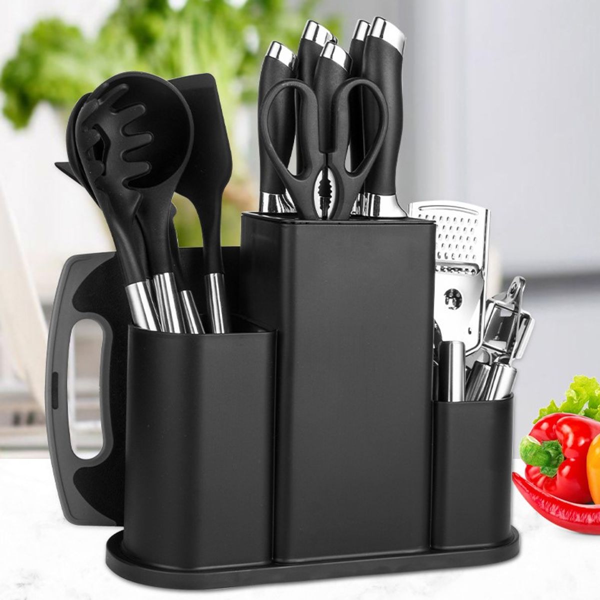 MP - Set Utensilios Cocina 21 Piezas Con Soporte Multifuncional