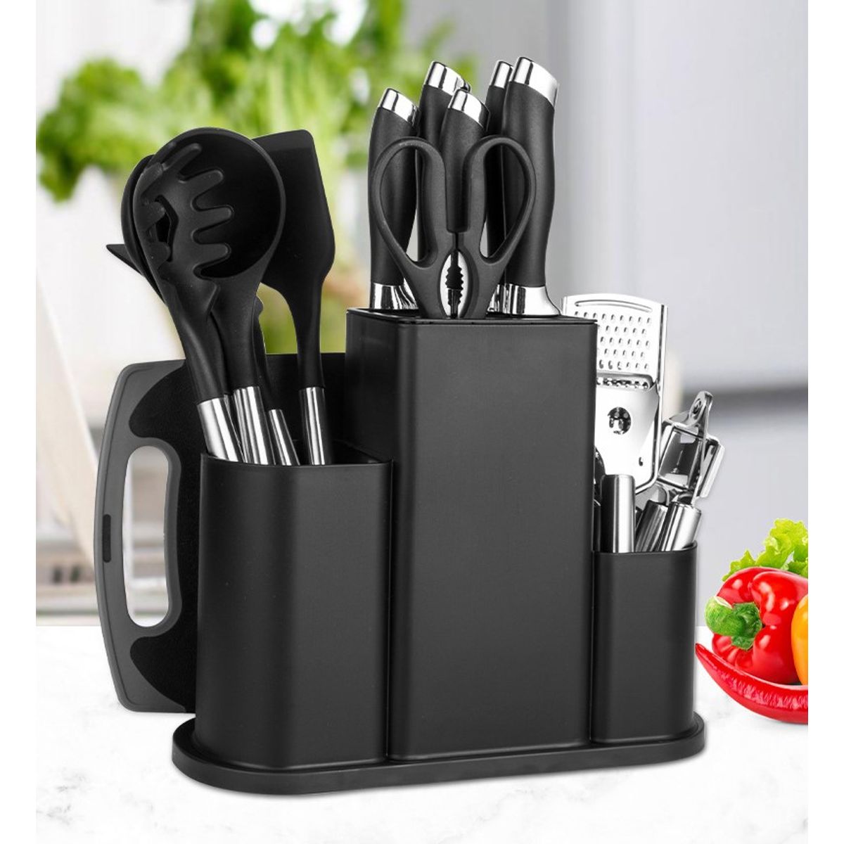 MP - Set Utensilios Cocina 21 Piezas Con Soporte Multifuncional