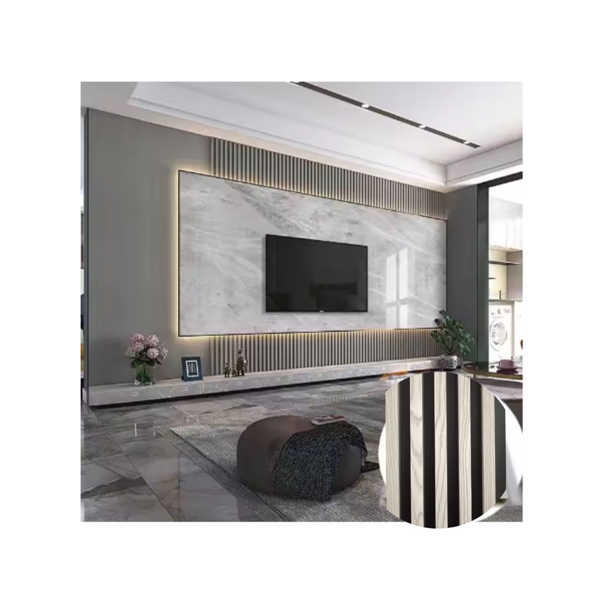 GENERICO - Wall panel diseño gris y negro 10 piezas