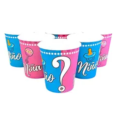 PARTY EXPRESS - Vasos Revelación De Género Niño O Niña 6pcs Decoración Party