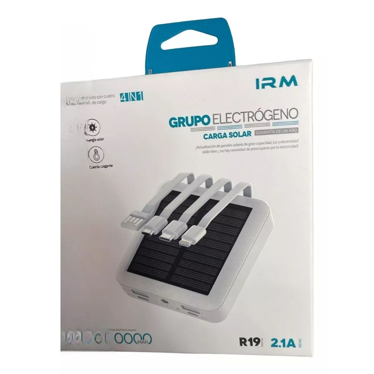 IRM - Cargador Portátil Banco De Energía Solar 4 En 1 R19 2.1a IRM