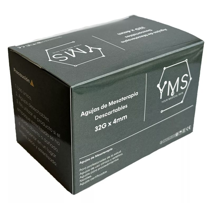 YOUR MEDICAL SKIN - Agujas 32G x 4MM Para Mesoterapia  Caja 100 Uds
