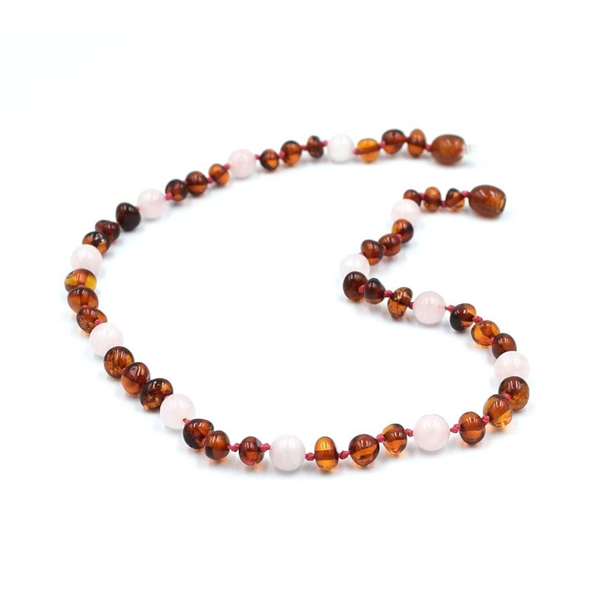 GENERICO - Collar infantil de Ámbar Báltico Certficado con Cuarzo Rosa