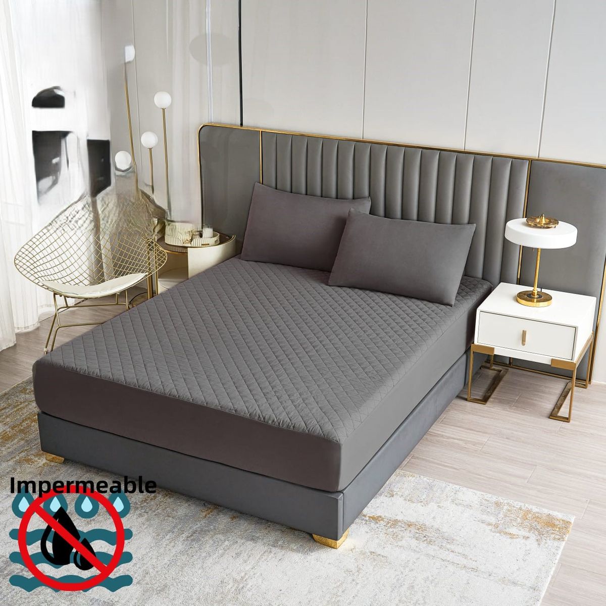 GENERICO - CUBRE COLCHON PROTECTOR IMPERMEABLE 2 PLAZAS