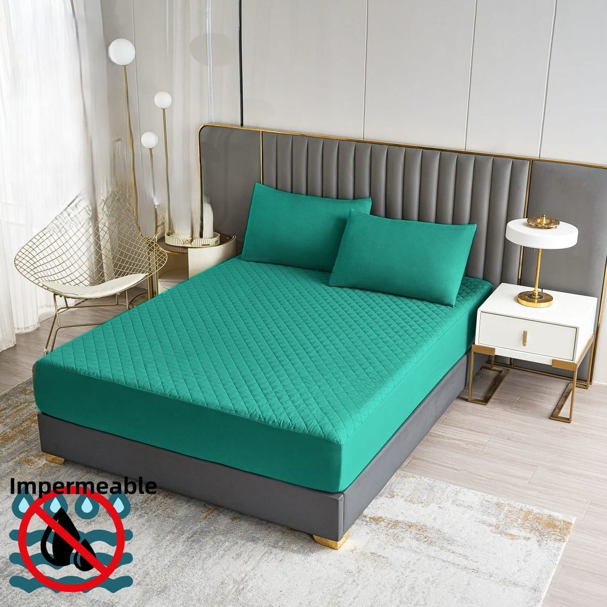 GENERICO - CUBRE COLCHON PROTECTOR IMPERMEABLE 1.5 PLAZAS