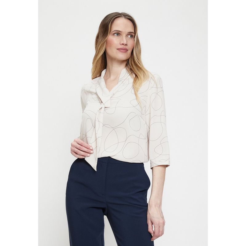 MA GRIFFE - Blusa Manga Larga Crudo Mujer Magriffe