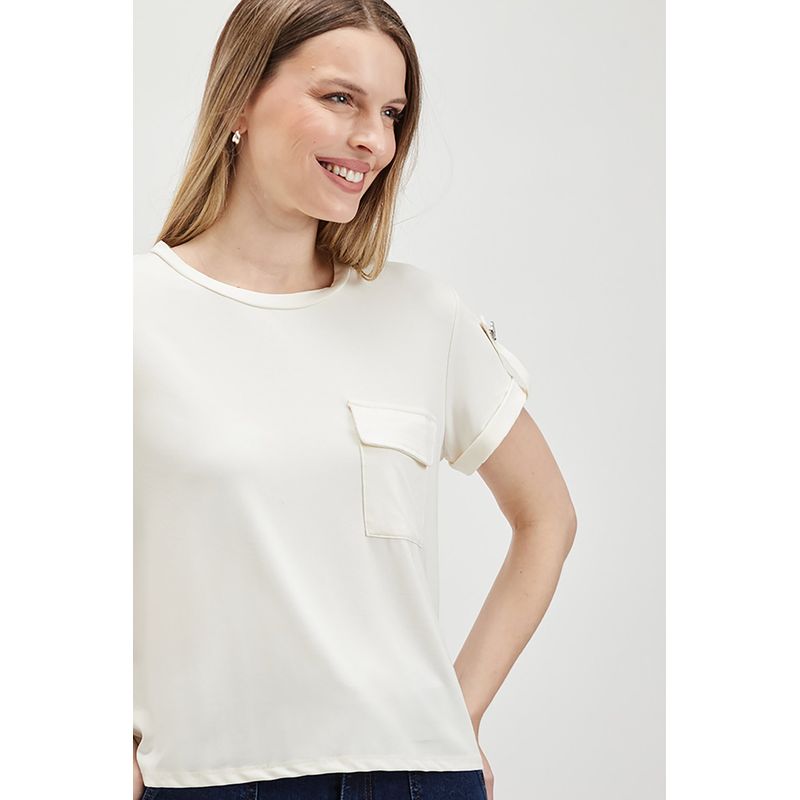 ASH - Polera Manga Corta Crudo Mujer Ash
