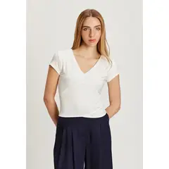 IO - Polera Manga Corta Crudo Mujer