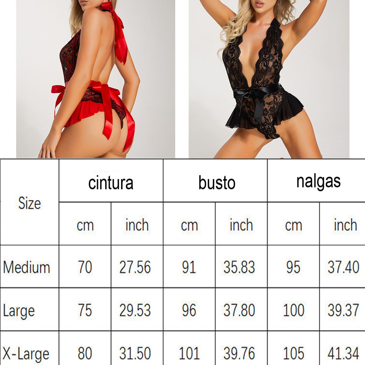 EDWINAYY - Camisón De Encaje De Una Pieza