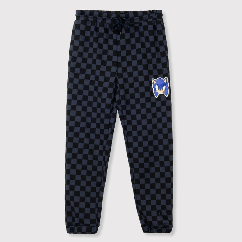 SONIC - Pantalon de Buzo Niño Cuadros Negro Sonic