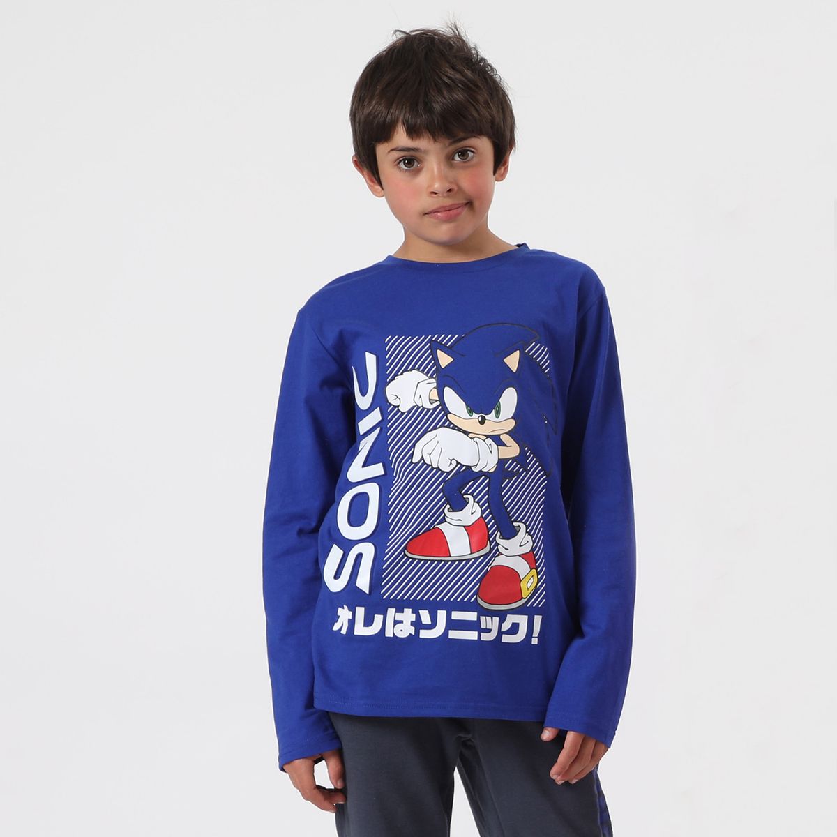 SONIC - Polera Manga Larga Niño Azul Sonic
