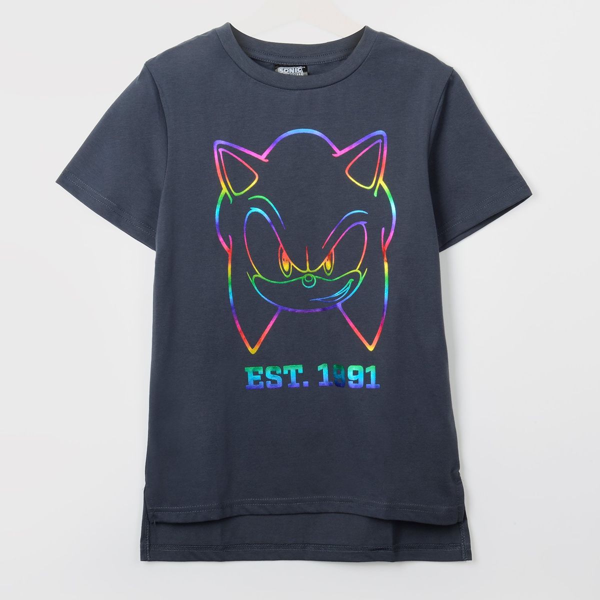 SONIC - Polera Manga Corta Niño Arcoiris Negro Sonic