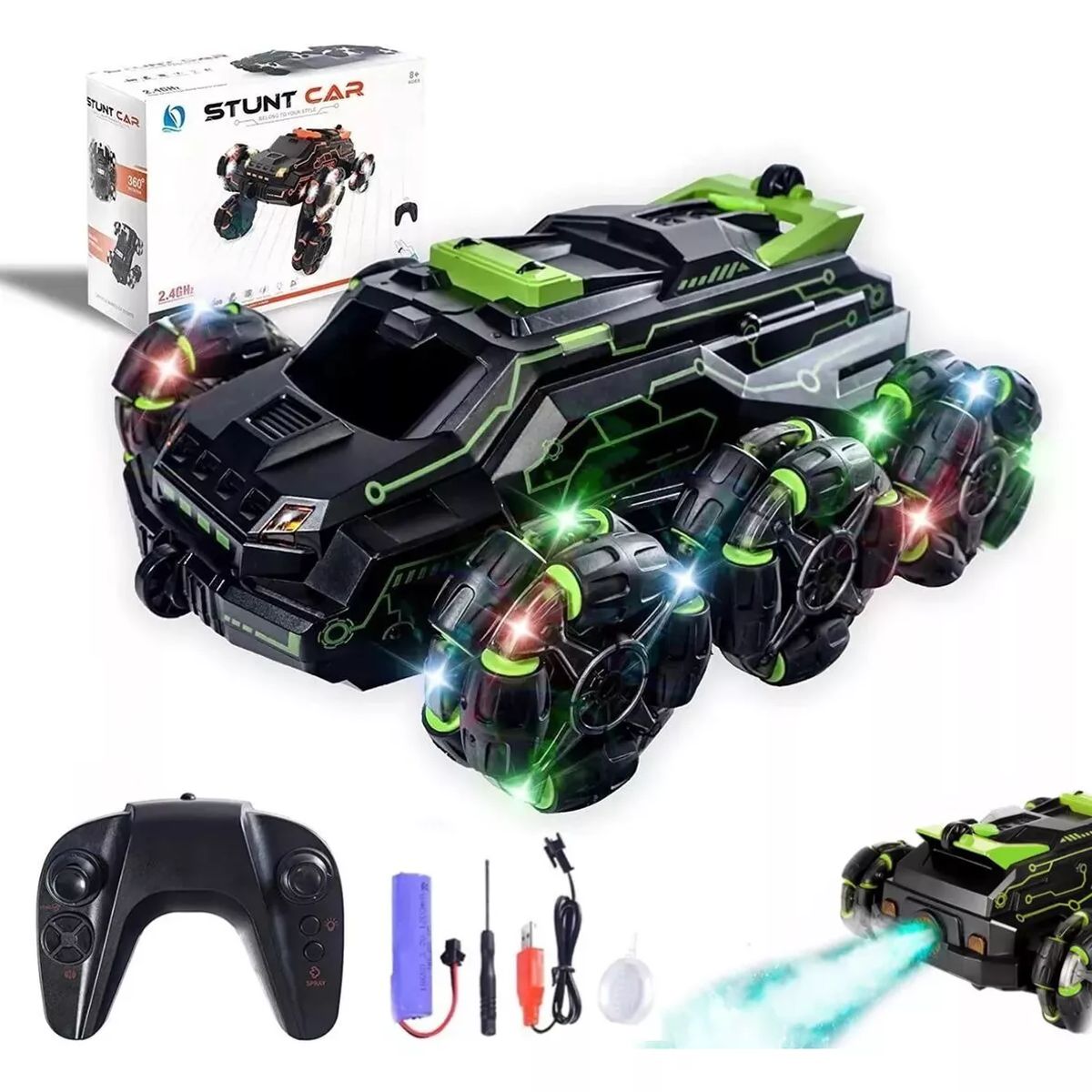 LUKOVEE - 24ghz Coche Rc Stunt Carro De Juguete Con Lucesmúsica 360°